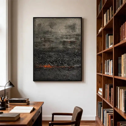 Wabi-Sabi Charcoal & Black Moody Earth Tone Tactile Abstract Wall Art Artmeto Wood wall art
