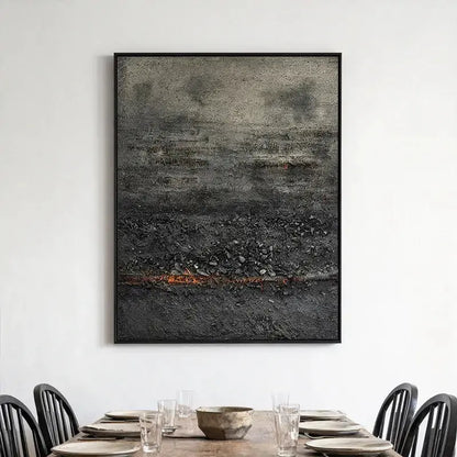 Wabi-Sabi Charcoal & Black Moody Earth Tone Tactile Abstract Wall Art Artmeto Wood wall art