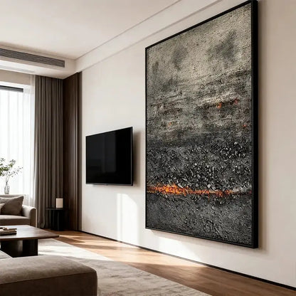Wabi-Sabi Charcoal & Black Moody Earth Tone Tactile Abstract Wall Art Artmeto Wood wall art