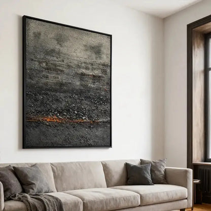 Wabi-Sabi Charcoal & Black Moody Earth Tone Tactile Abstract Wall Art Artmeto Wood wall art
