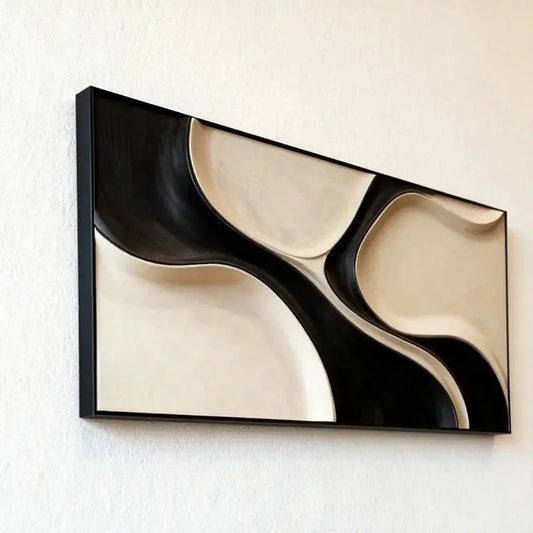 Wabi-Sabi Dual Color Wave Wooden Wall Sculpture for Entryway（副本） Artmeto Wood wall art