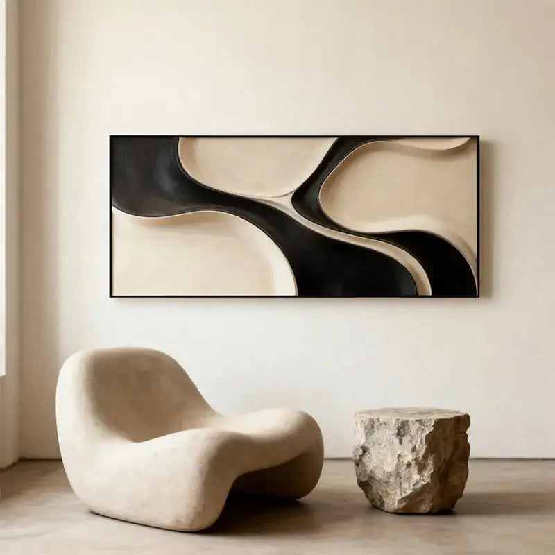 Wabi-Sabi Dual Color Wave Wooden Wall Sculpture for Entryway（副本） Artmeto Wood wall art
