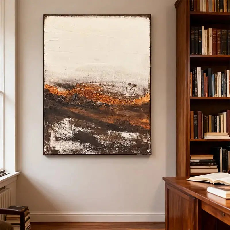 Wabi-Sabi Earth Tone Abstract Canvas Art - Textured Wall Decor Artmeto Wood wall art