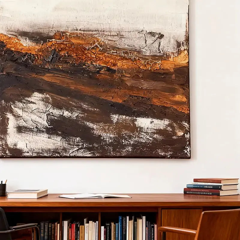 Wabi-Sabi Earth Tone Abstract Canvas Art - Textured Wall Decor Artmeto Wood wall art