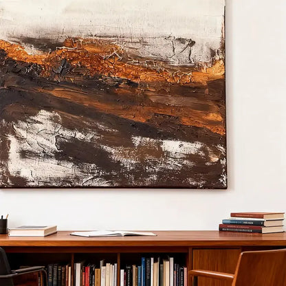 Wabi-Sabi Earth Tone Abstract Canvas Art - Textured Wall Decor Artmeto Wood wall art