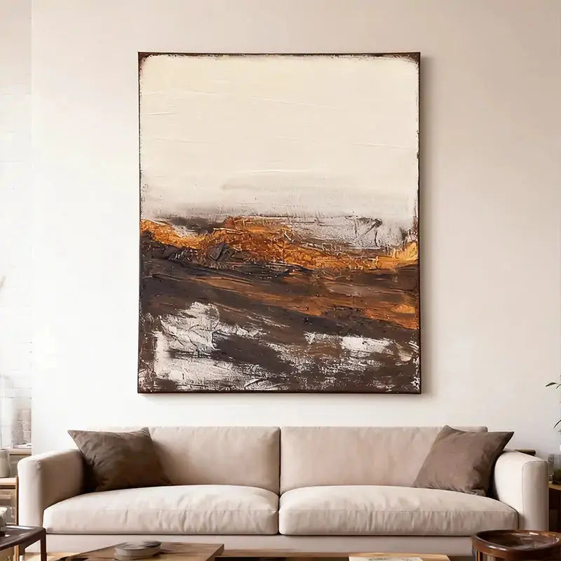 Wabi-Sabi Earth Tone Abstract Canvas Art - Textured Wall Decor Artmeto Wood wall art