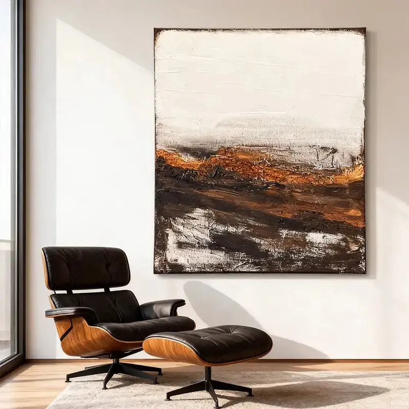 Wabi-Sabi Earth Tone Abstract Canvas Art - Textured Wall Decor Artmeto Wood wall art