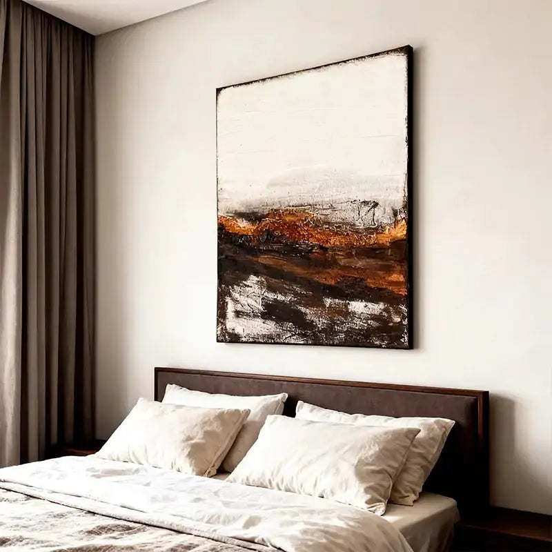 Wabi-Sabi Earth Tone Abstract Canvas Art - Textured Wall Decor Artmeto Wood wall art
