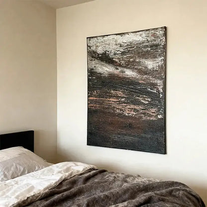 Wabi-Sabi Earthy Neutral Textured Abstract Canvas Oil Painting Artmeto Wood wall art