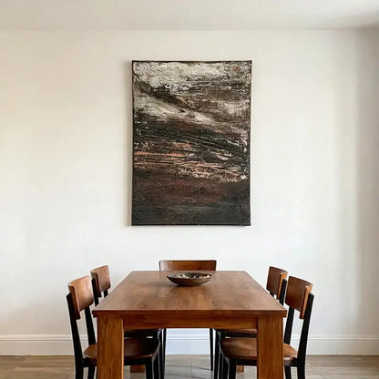 Wabi-Sabi Earthy Neutral Textured Abstract Canvas Oil Painting Artmeto Wood wall art