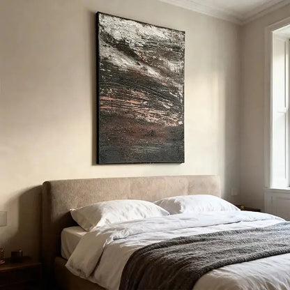 Wabi-Sabi Earthy Neutral Textured Abstract Canvas Oil Painting Artmeto Wood wall art