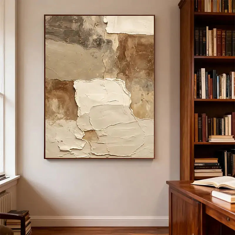 Wabi-Sabi Impasto Earth Tone Abstract Wall Art - Textured Canvas Decor Artmeto Wood wall art