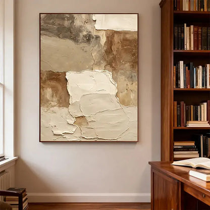 Wabi-Sabi Impasto Earth Tone Abstract Wall Art - Textured Canvas Decor Artmeto Wood wall art