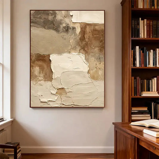 Wabi-Sabi Impasto Earth Tone Abstract Wall Art - Textured Canvas Decor Artmeto Wood wall art