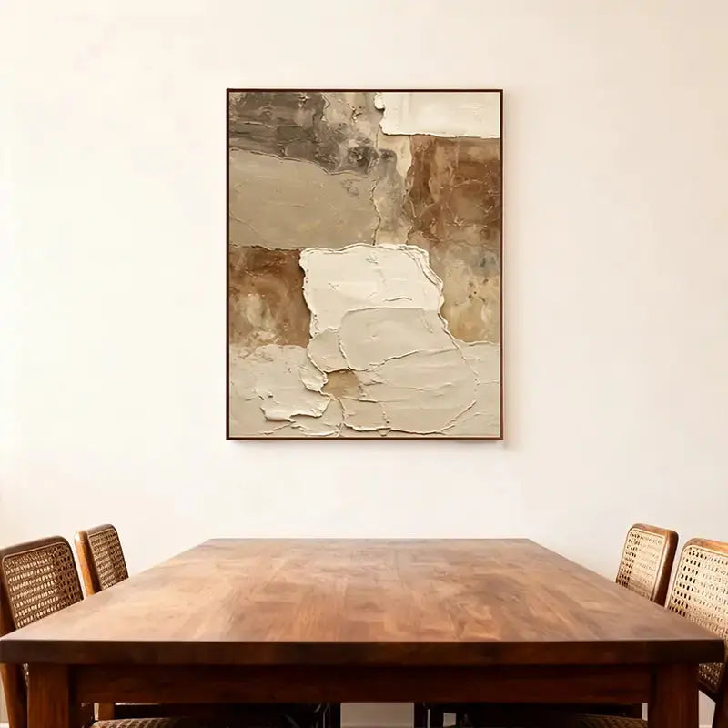 Wabi-Sabi Impasto Earth Tone Abstract Wall Art - Textured Canvas Decor Artmeto Wood wall art