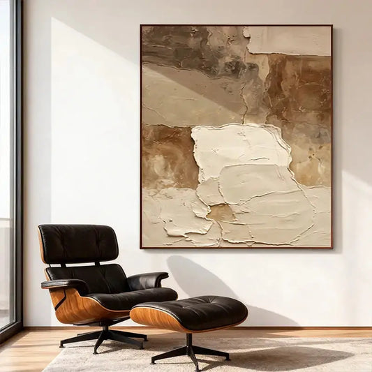 Wabi-Sabi Impasto Earth Tone Abstract Wall Art - Textured Canvas Decor Artmeto Wood wall art