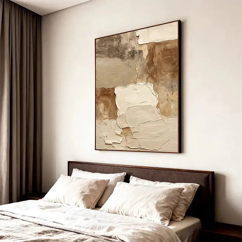 Wabi-Sabi Impasto Earth Tone Abstract Wall Art - Textured Canvas Decor Artmeto Wood wall art