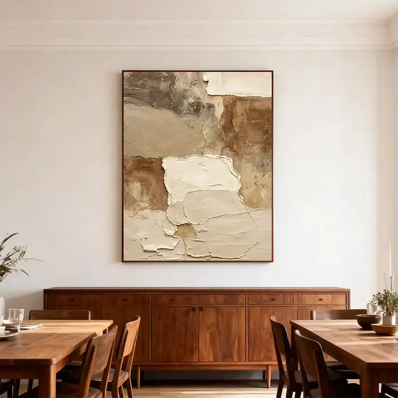 Wabi-Sabi Impasto Earth Tone Abstract Wall Art - Textured Canvas Decor Artmeto Wood wall art