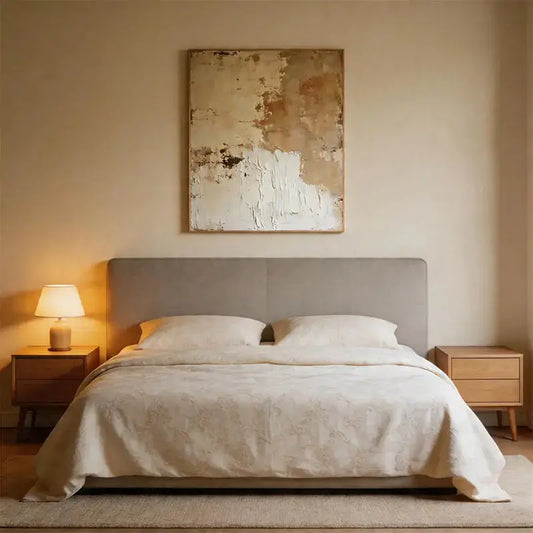 Wabi-Sabi Neutral Impasto Abstract Minimalist Wall Decor Artmeto Wood wall art