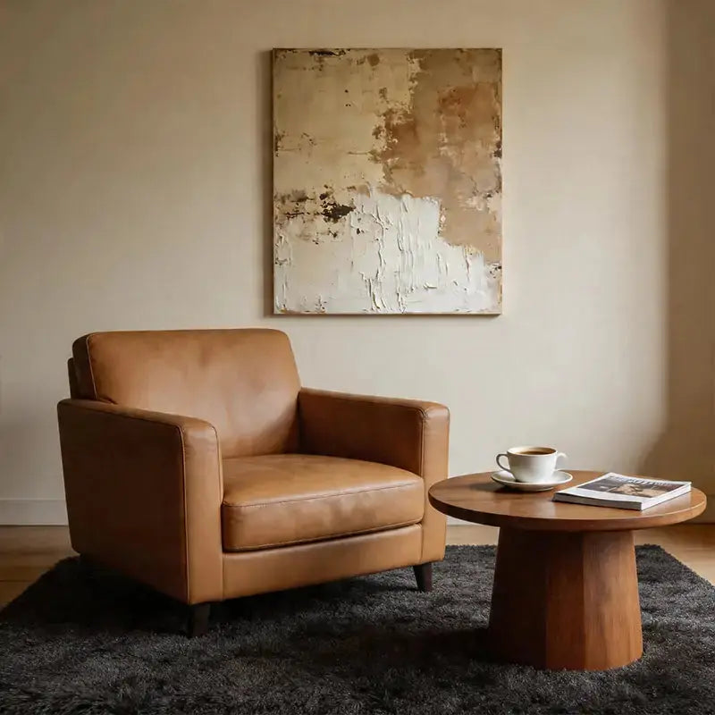 Wabi-Sabi Neutral Impasto Abstract Minimalist Wall Decor Artmeto Wood wall art