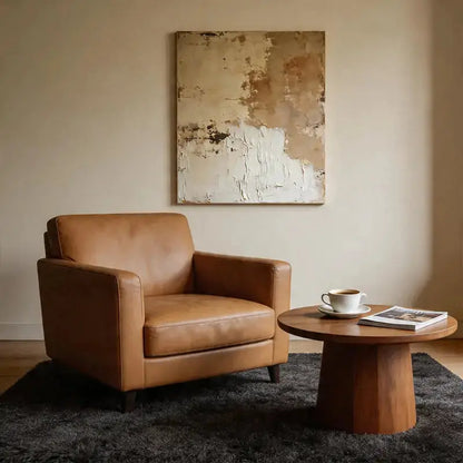 Wabi-Sabi Neutral Impasto Abstract Minimalist Wall Decor Artmeto Wood wall art