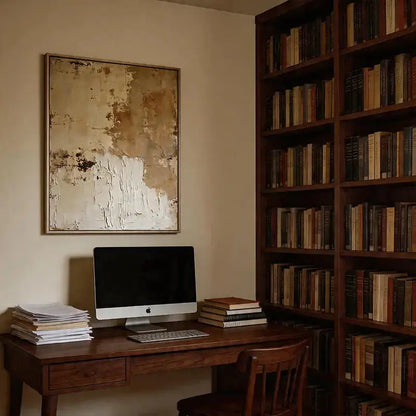 Wabi-Sabi Neutral Impasto Abstract Minimalist Wall Decor Artmeto Wood wall art
