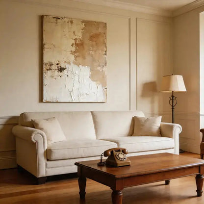 Wabi-Sabi Neutral Impasto Abstract Minimalist Wall Decor Artmeto Wood wall art