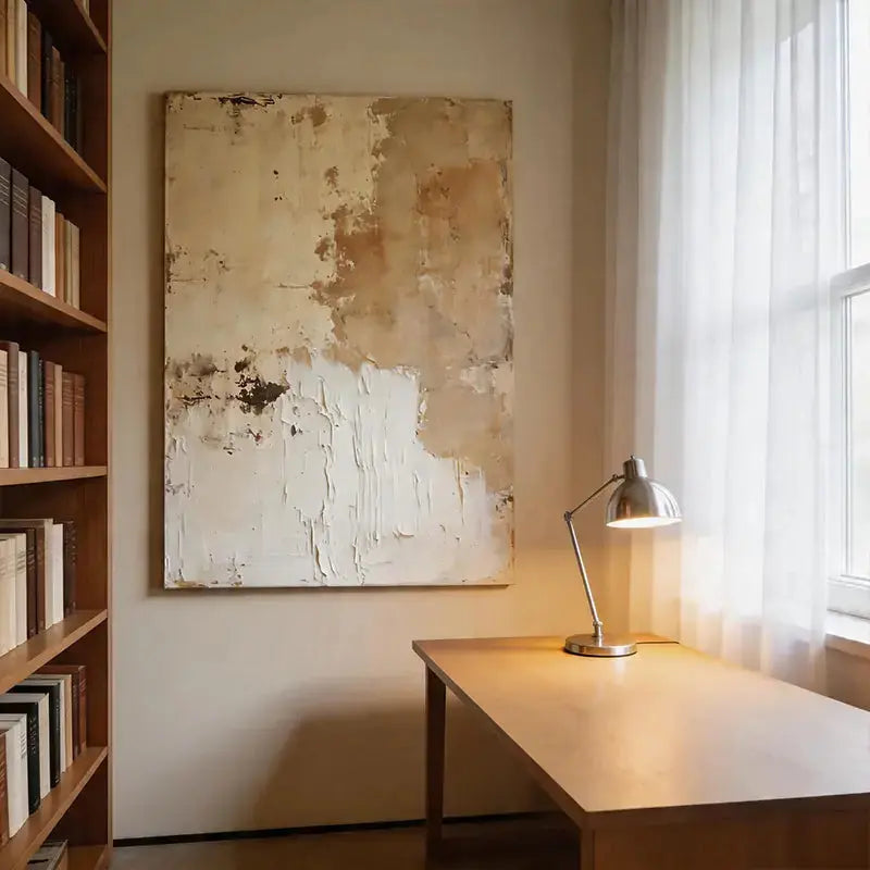 Wabi-Sabi Neutral Impasto Abstract Minimalist Wall Decor Artmeto Wood wall art