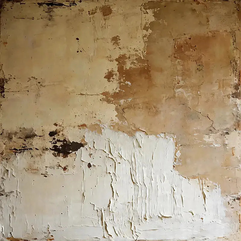 Wabi-Sabi Neutral Impasto Abstract Minimalist Wall Decor Artmeto Wood wall art