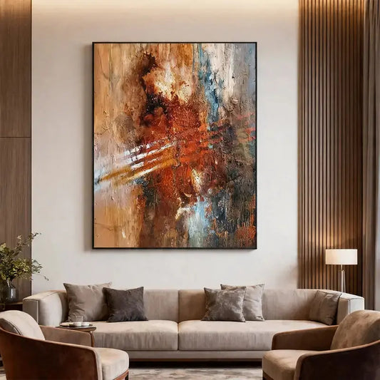 Warm Beige & Off-White Textured Abstract Canvas Art Artmeto Wood wall art