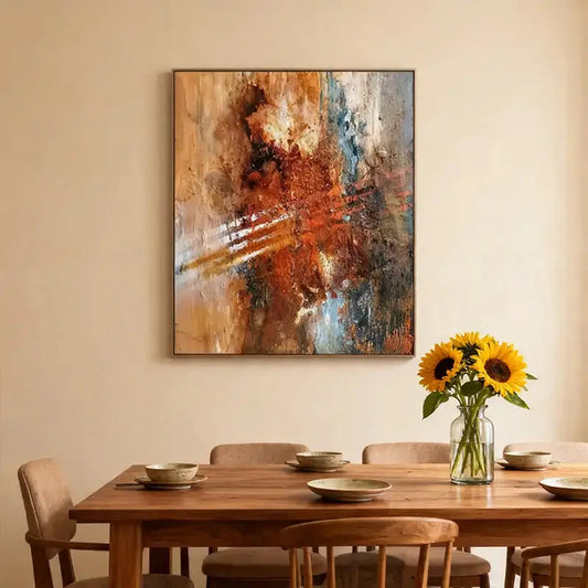 Warm Beige & Off-White Textured Abstract Canvas Art Artmeto Wood wall art