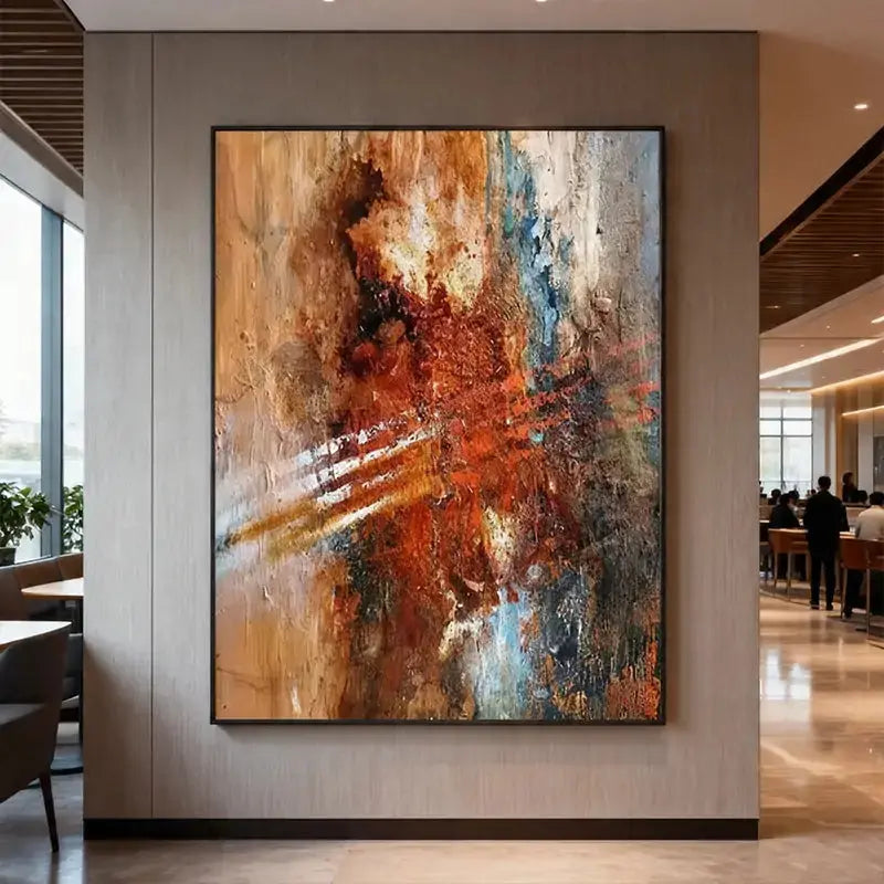 Warm Beige & Off-White Textured Abstract Canvas Art Artmeto Wood wall art