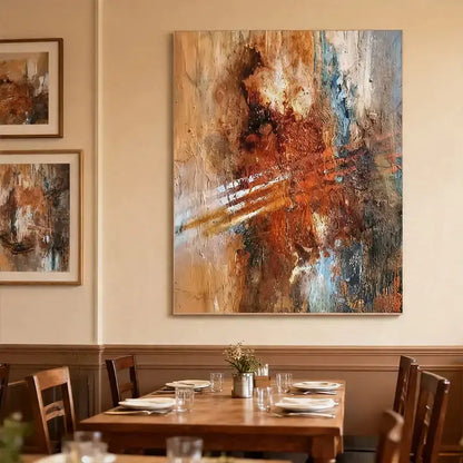 Warm Beige & Off-White Textured Abstract Canvas Art Artmeto Wood wall art