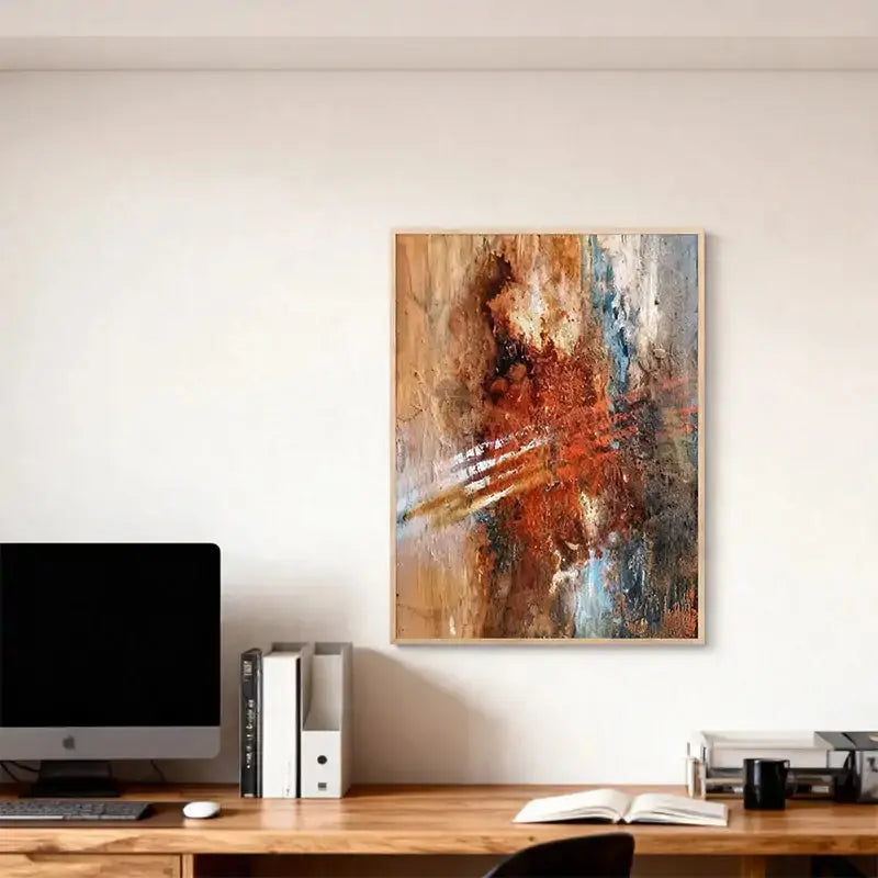 Warm Beige & Off-White Textured Abstract Canvas Art Artmeto Wood wall art
