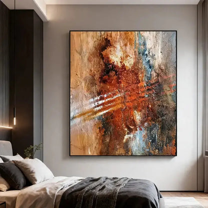 Warm Beige & Off-White Textured Abstract Canvas Art Artmeto Wood wall art
