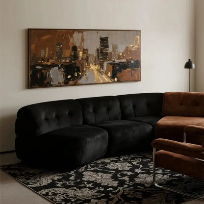 Warm Gold City Street Canvas-Textured Urban Wall Art Decor-Artmeto Artmeto Wood wall art