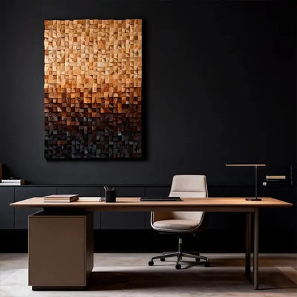 Warm Gradient 3D Wood Block Wall Art Minimalist Geometric Design Artmeto Wood wall art