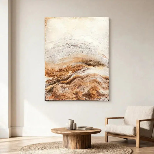 Warm Neutral Abstract Texture Canvas - Earth Tone Wall Decor - Artmeto