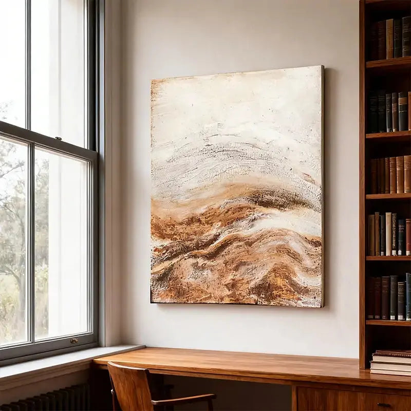 Warm Neutral Abstract Texture Canvas - Earth Tone Wall Decor - Artmeto