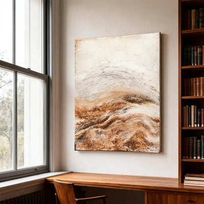 Warm Neutral Abstract Texture Canvas - Earth Tone Wall Decor - Artmeto
