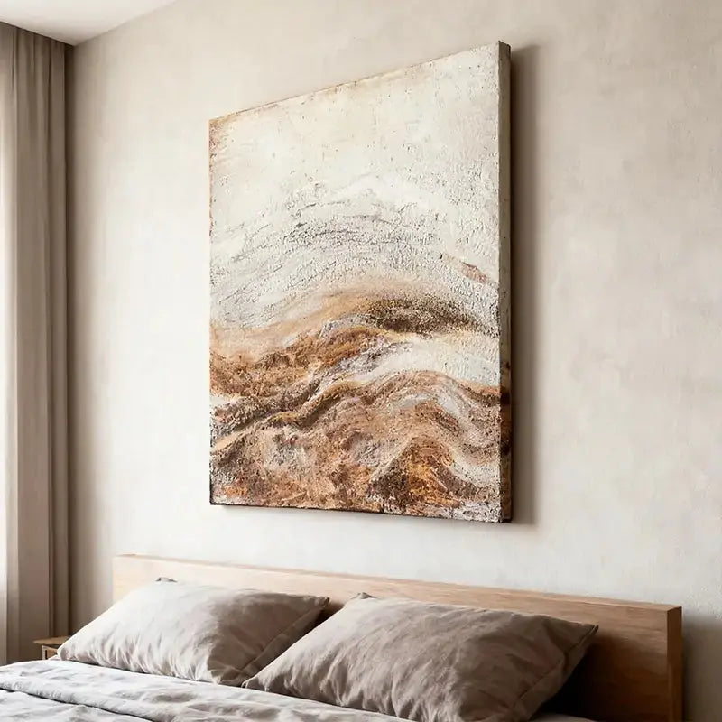 Warm Neutral Abstract Texture Canvas - Earth Tone Wall Decor - Artmeto