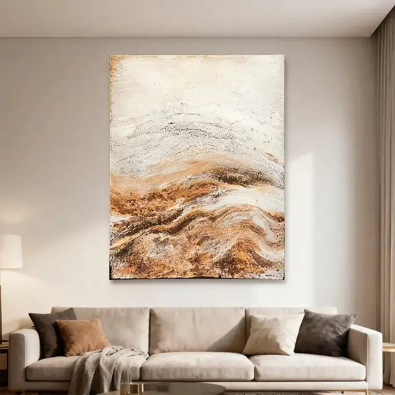 Warm Neutral Abstract Texture Canvas - Earth Tone Wall Decor - Artmeto