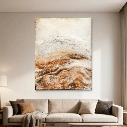 Warm Neutral Abstract Texture Canvas - Earth Tone Wall Decor - Artmeto