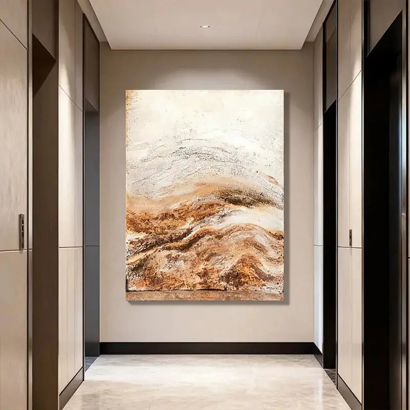 Warm Neutral Abstract Texture Canvas - Earth Tone Wall Decor - Artmeto