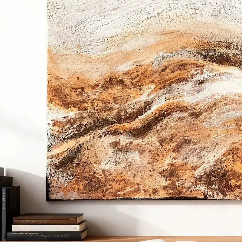 Warm Neutral Abstract Texture Canvas - Earth Tone Wall Decor - Artmeto