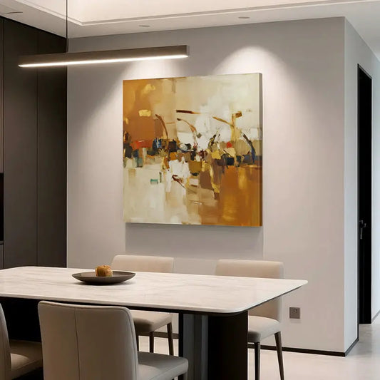 Warm Ochre Abstract Canvas-Modern Textured Wall Art-Artmeto Artmeto Wood wall art