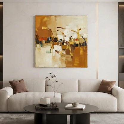 Warm Ochre Abstract Canvas-Modern Textured Wall Art-Artmeto Artmeto Wood wall art