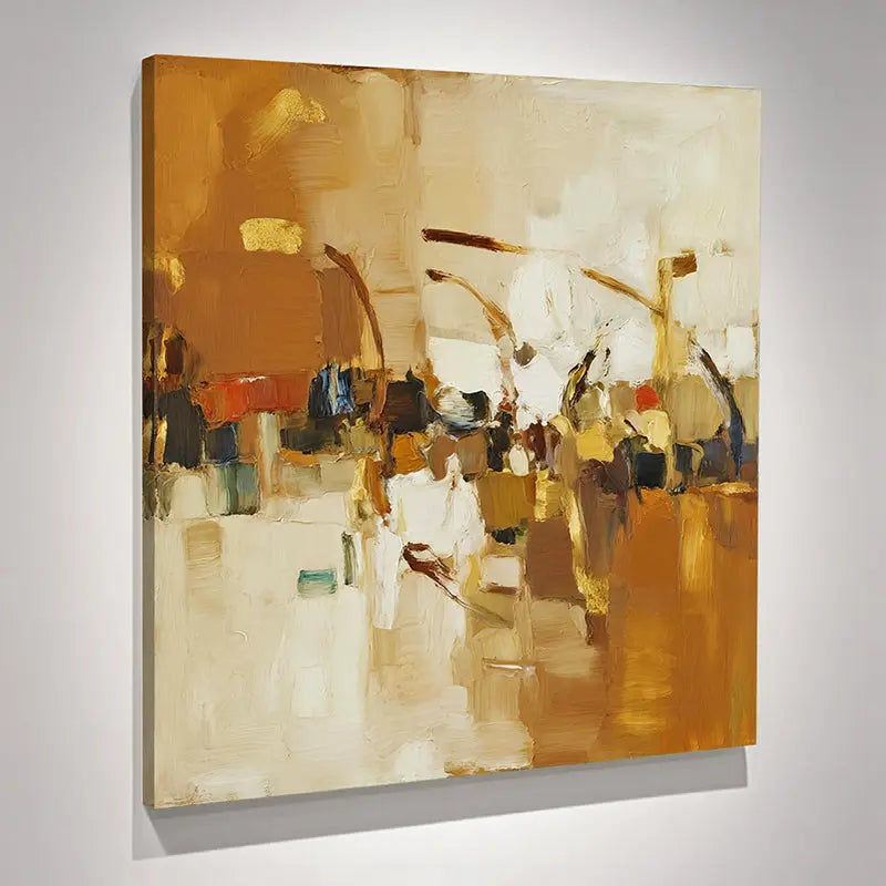 Warm Ochre Abstract Canvas-Modern Textured Wall Art-Artmeto Artmeto Wood wall art