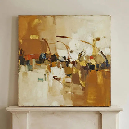 Warm Ochre Abstract Canvas-Modern Textured Wall Art-Artmeto Artmeto Wood wall art