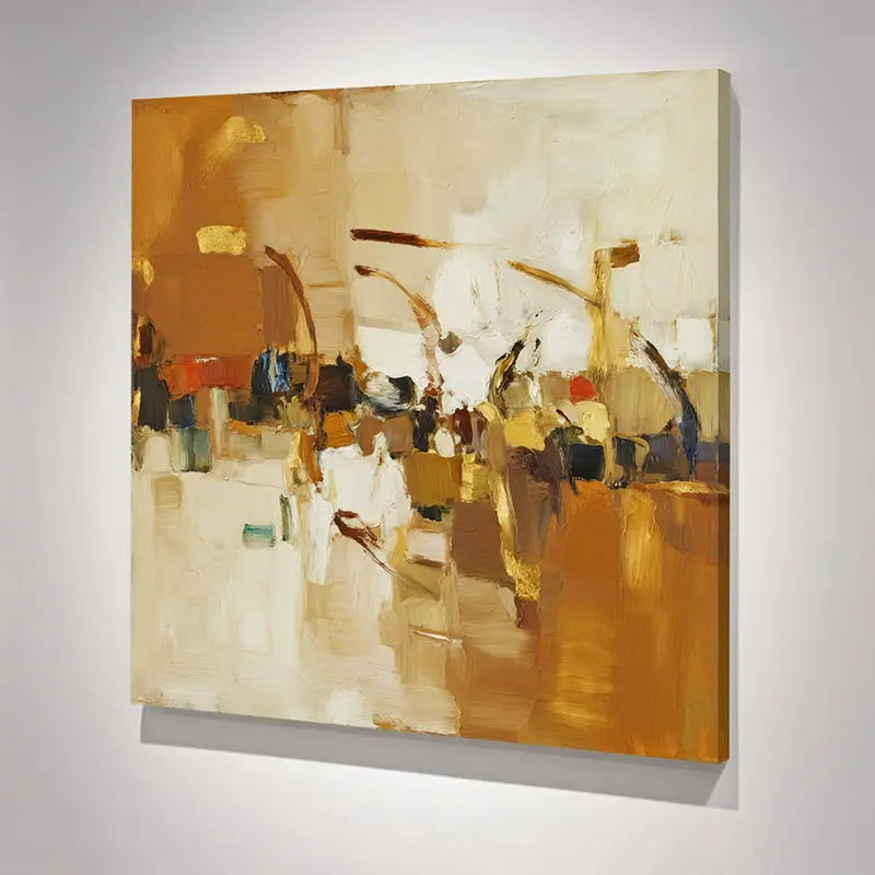 Warm Ochre Abstract Canvas-Modern Textured Wall Art-Artmeto Artmeto Wood wall art